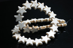 12mm White Magnesite Star Beads 15.5" [t472w]