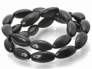 6x12mm Black Magnesite Rice Beads 15.5" [t522k]