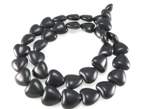 12mm Black Magnesite Puff Heart Beads 15.5" [t536k]