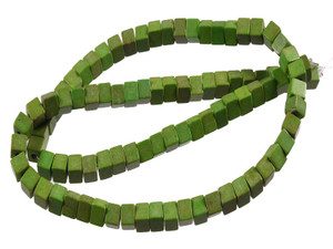 4x4mm Green Magnesite cube Beads 15.5" [t542g]