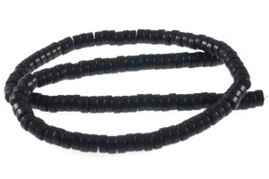 4mm Black Magnesite Heishi Beads 15.5" [t545k]