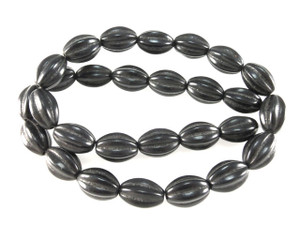 10x14mm Black Magnesite Oval Rope Beads 15.5" [t512k]
