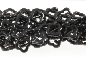 20x20mm Black Magnesite Star Flower Beads 15.5" [t351k]