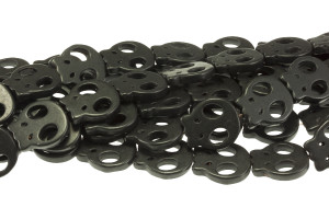 20x22mm Black Magnesite Skull Beads 15.5" [t353k]