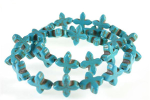 15x15mm Blue Magnesite Snowflake Beads 15.5" [t356b]