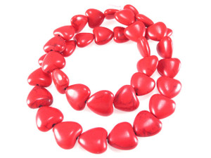 14mm Red Magnesite Heart Beads 15.5" [t399r]