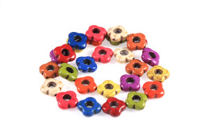 15mm Mix Magnesite Shamrock Flower Beads 15.5" [t406x]