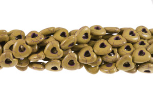 15mm Yellow Magnesite Hollow Heart Beads 15.5" [t408y]