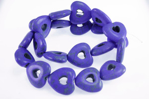 20mm Lapis Magnesite Hollow Heart Beads 15.5" [t409l]