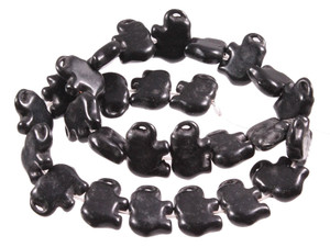 15x20mm Black Magnesite Elephant Beads 15.5" [t460k]