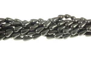 8x15mm Black Magnesite Teardrop Beads 15.5" [t462k]