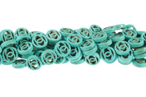 15mm Blue Magnesite Double c Beads 15.5" [t468b]