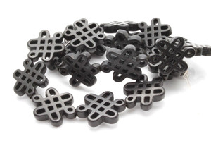 15x20mm Black Magnesite Knot Beads 15.5" [t474k]