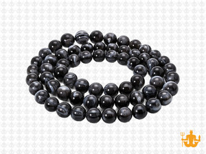 6mm Black Banded Agate Round Beads 15.5" natural [6f26]
