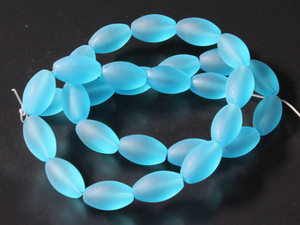 8x14mm Matte Aquamarine Rice Beads 15.5" synthetic [u74a34m]