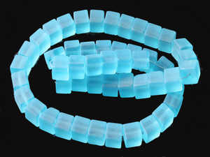 8x8mm Matte Aquamarine Cube Beads 15.5" synthetic [u80a34m]