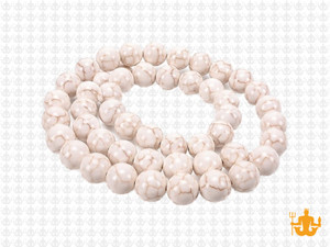 6mm White Turquoise Round Beads 15.5" stabilized [6d23]