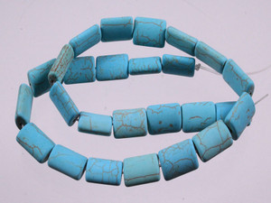 10x14mm Matte Blue Howlite Pillow Beads 15.5" dyed [wa291m]