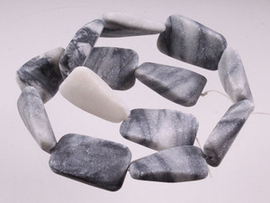20x30mm Matte Zebra Jasper Twisted Rectangle Beads 15.5" natural [wa295m]