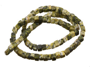 4x4mm Matte Yellow Serpentine Cube Beads 15.5" natural [s1b33-4cm]