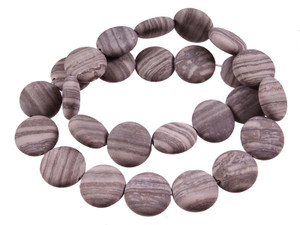 15mm Matte Zebra Agate Puff Coin Beads 15.5" natural [s4d43-15m]