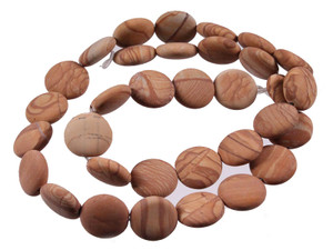 12mm Matte Gold Lace Agate Puff Coin Beads 15.5" natural [s4c29-12m]