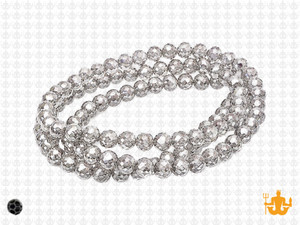 4x3mm Metallic Silver Glass Faceted Rondelle about 15.5" [uc1b16]
