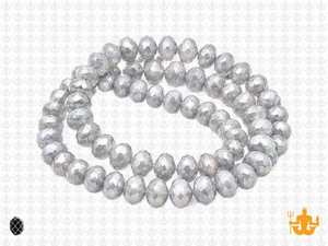 8x6mm Metallic Silver Glass Faceted Rondelle About 72 Bead 15.5" [uc3b16]