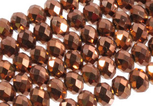 8x6mm Metallic Gold Glass Faceted Rondelle About 72 Bead 15.5" [uc3b18]