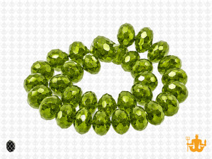 10x8mm Peridot Glass Faceted Rondelle About 36 Bead [uc4b25]