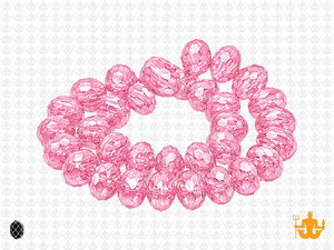 12x8mm Pink Glass Faceted Rondelle About 36 Bead [uc5a5]