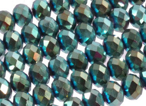 12x8mm Metallic Green Glass Faceted Rondelle About 72 Bead [uc5b20]