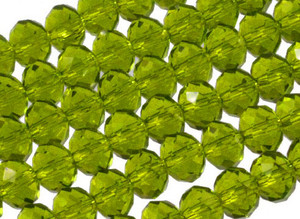 12x8mm Peridot Glass Faceted Rondelle About 36 Bead [uc5b25]