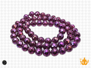 6mm Metallic Purple Glass Faceted Round about 15.5" [uc7b22]
