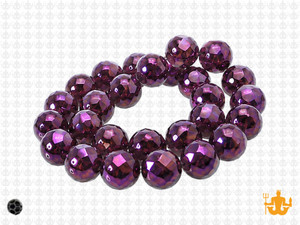 10mm Metallic Purple Glass Faceted Round About 35 Beads [uc9b22]