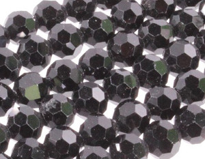 12mm Jet Black Glass Faceted Round Beads About 35 Beads [uc10a2]