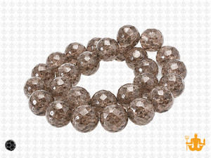 12mm Smoky Glass Faceted Round About 35 Beads [uc10a24]