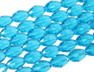 4x6mm Aquamarine Glass Faceted Rice about 15.5" [uc11a26]