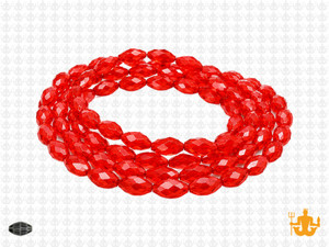 6x8mm Red Glass Faceted Rice about 15.5" [uc12a6]