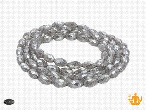 6x8mm Metallic Silver Glass Faceted Rice about 15.5" [uc12b16]