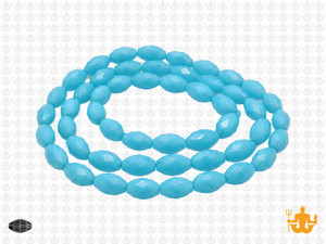 8x12mm Aqua Opal Quartz Faceted Rice Beads 15.5" synthetic [uc13b6]