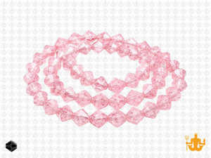 6mm Pink Glass Faceted Bicone About 50 Bead 11" [uc22a5]