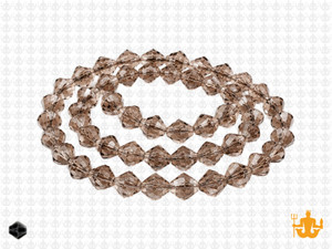 6mm Smoky Glass Faceted Bicone About 50 Bead 11" [uc22a24]