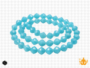 6mm Aqua Opal Glass Faceted Bicone About 50 Bead 11" [uc22b6]