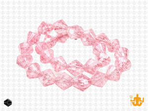 8mm Pink Glass Faceted Bicone About 40 Bead 12" [uc23a5]