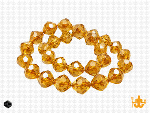 8mm Topaz Glass Faceted Bicone About 40 Bead 12" [uc23a12]