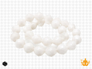 8mm White Opal Glass Faceted Bicone About 40 Bead 12" [uc23b1]