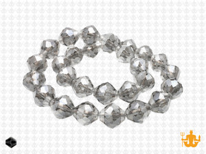 8mm Metallic Silver Glass Faceted Bicone About 40 Bead 12" [uc23b16]
