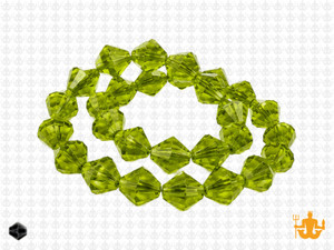 8mm Peridot Glass Faceted Bicone About 40 Bead 12" [uc23b25]