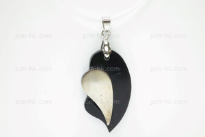 25X40mm Buffalo Horn Carved Designer Bead Pendant With 925 Silver Setting [z1560]